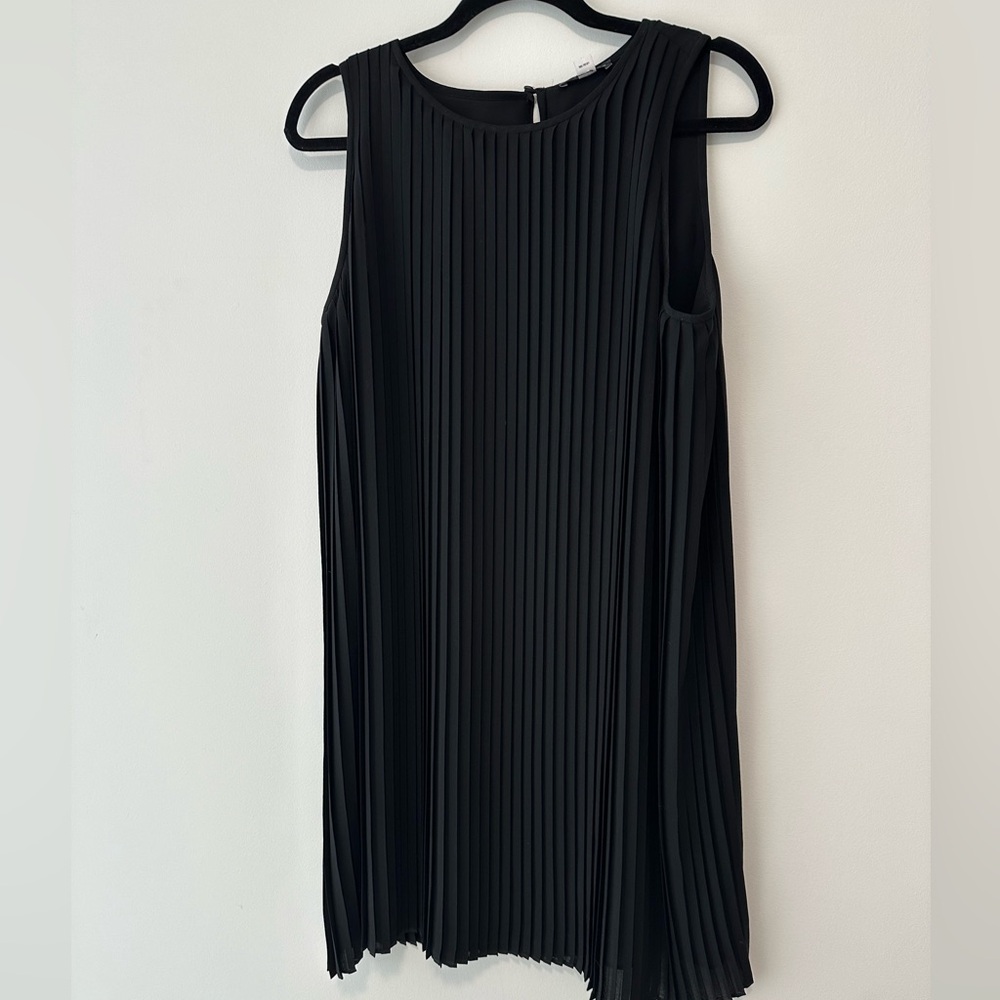 Eileen Fisher Black Pleated Shift Dress | S